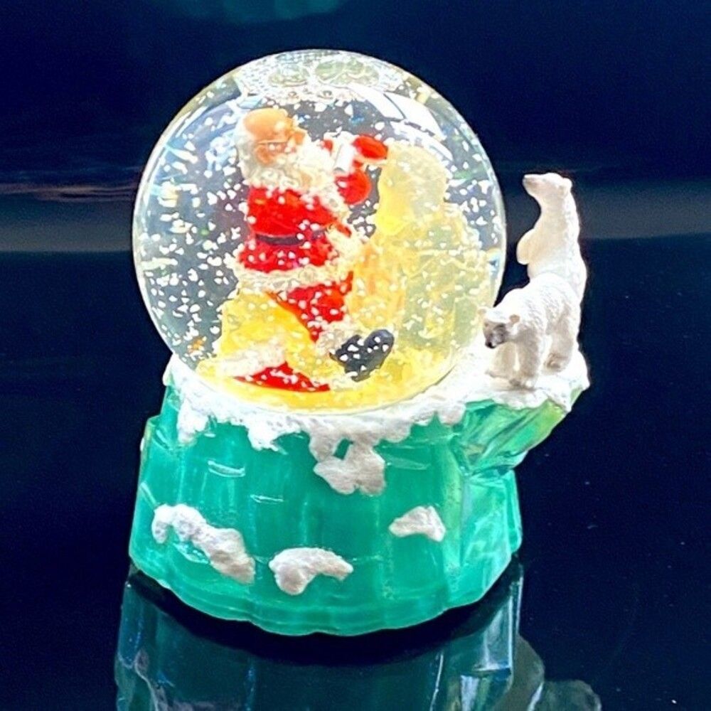 San Francisco Music Box Company Snow lights Globe Santa Carving Teddy Bear New